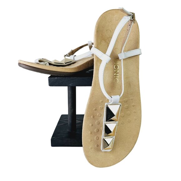 Vionic White Gold Orthaheel Rest NALA Embellished Flat Sandals 11W - Picture 1 of 8